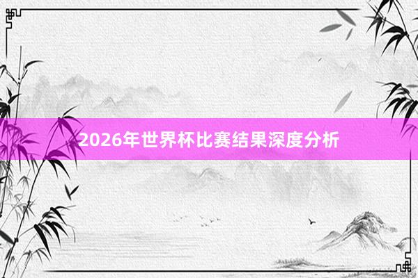 2026年世界杯比赛结果深度分析