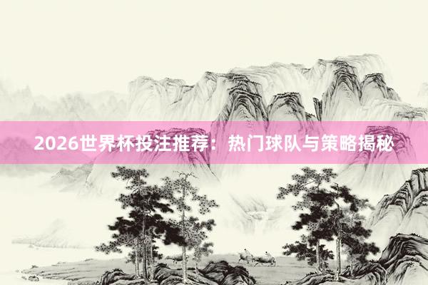 2026世界杯投注推荐：热门球队与策略揭秘