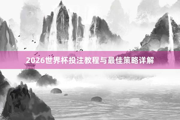2026世界杯投注教程与最佳策略详解