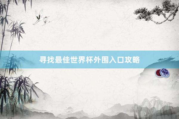 寻找最佳世界杯外围入口攻略